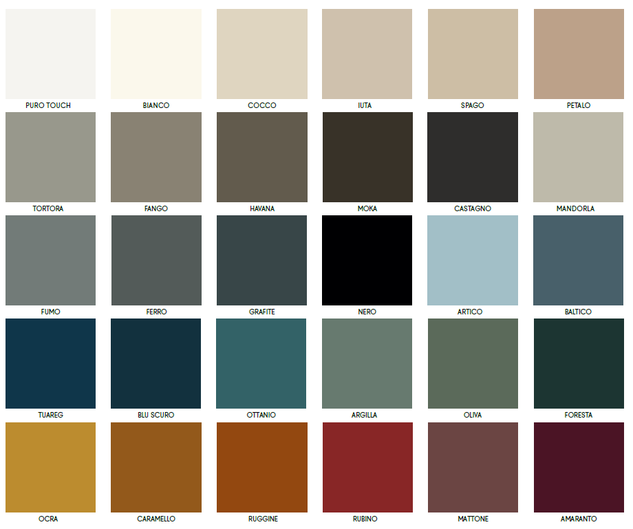 Gamma colori laccati Lago — 30 colori